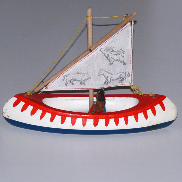 B0028 -Indianer-Boot mit Segel und Kunststofffigur 20cm - Alexander Greiner