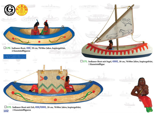 B0028 -Indianer-Boot mit Segel und Kunststofffigur 20cm - Alexander Greiner – Bild 3